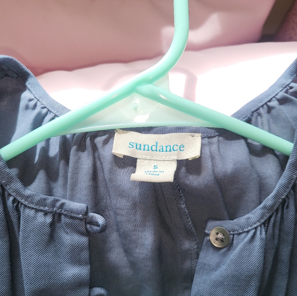 Sundance Slate Blue Button Up Wide Leg Cropped Romper Small - Picture 2 of 5